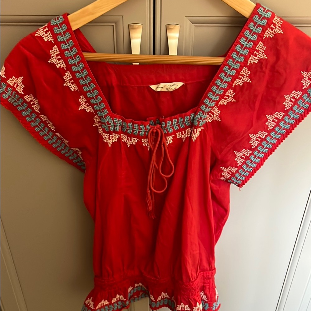 American Eagle Red Embroidered Women's Top. Size xsmall